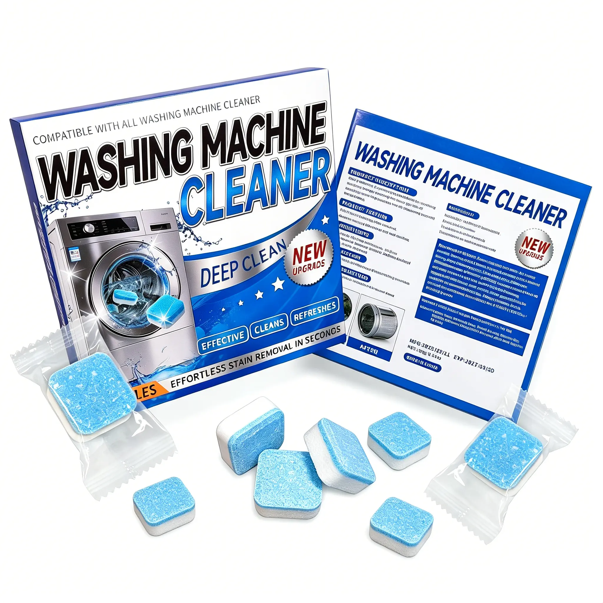 Enzyme Washing Machine Cleaner Tablets (12 Pack) – 2X Power Deep Clean Laundry Machine Cleaner Descaler for HE, Front Load & Top Load Washer, Removes Odor, Fur, Residue & Buildup (1-Year Supply)