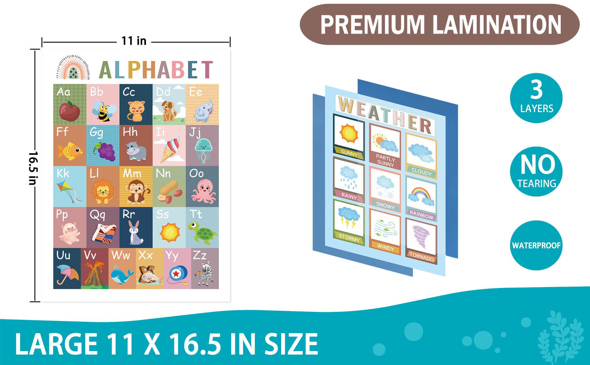 16 Boho Educational Posters for Toddlers - Classroom and Teacher Decor for Kids, Perfect for Ages 1-5, Ideal for Elementary and Boho-Themed Rooms. Kindergarten Charts