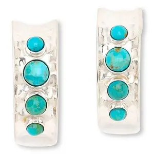 Mine Finds by Jay King Sterling Silver Compressed Kingman Turquoise Hoop Earrings