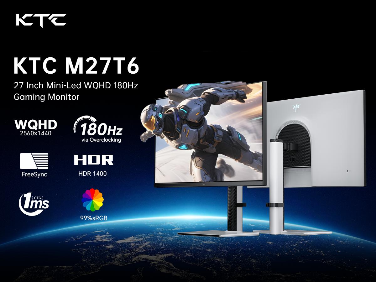KTC 27'' Mini LED 2K 180Hz HDR1400 Gaming Monitor, 2560*1440P