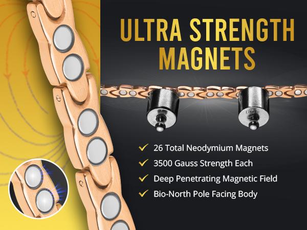 MagnetRX Women's Ultra Strength Magnetic Bracelet Crystal XO (Rose Gold)