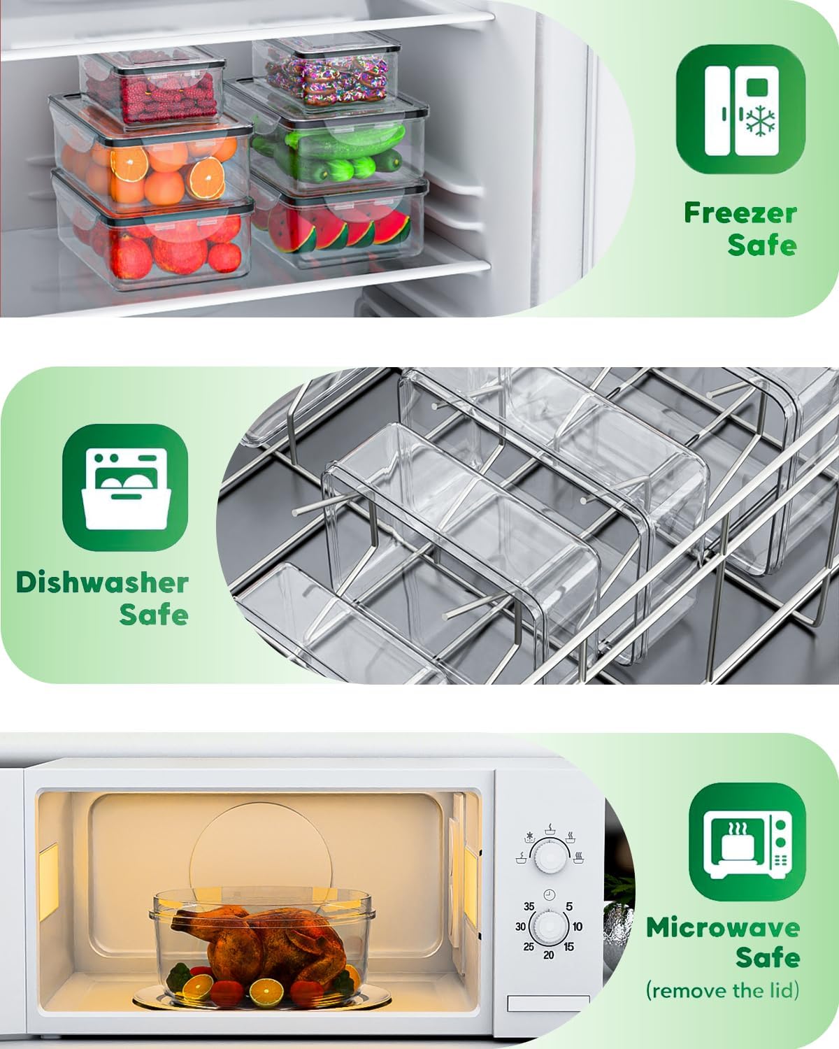 50 PCS Plastic Food Storage Containers Set with Lids – 25 BPA-Free Plastic Containers for Kitchen Organization, Leakproof Meal Prep Boxes with Labels & Marker Pen