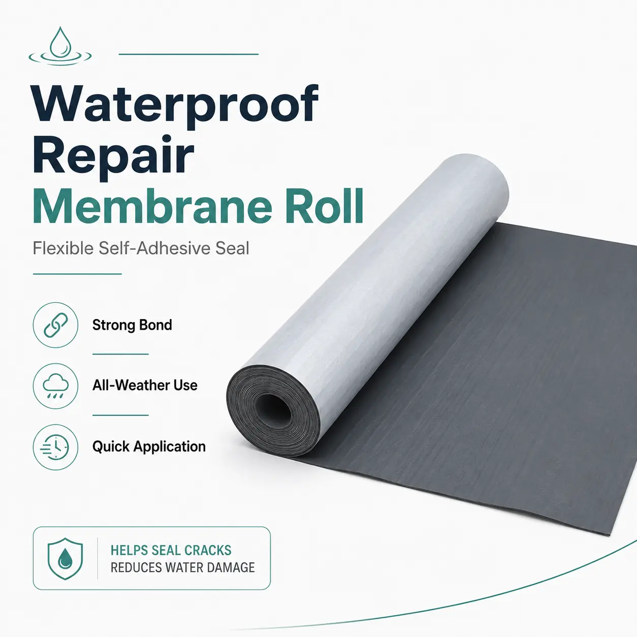 Heavy Duty Waterproof Gap-Filling Leak Repair Tape - 39in Self-Adhesive No Glue Needed Protectant Sealant Sealing Strip, No Tools Required for RV, Flat Roofs, Gap-Filling Tape