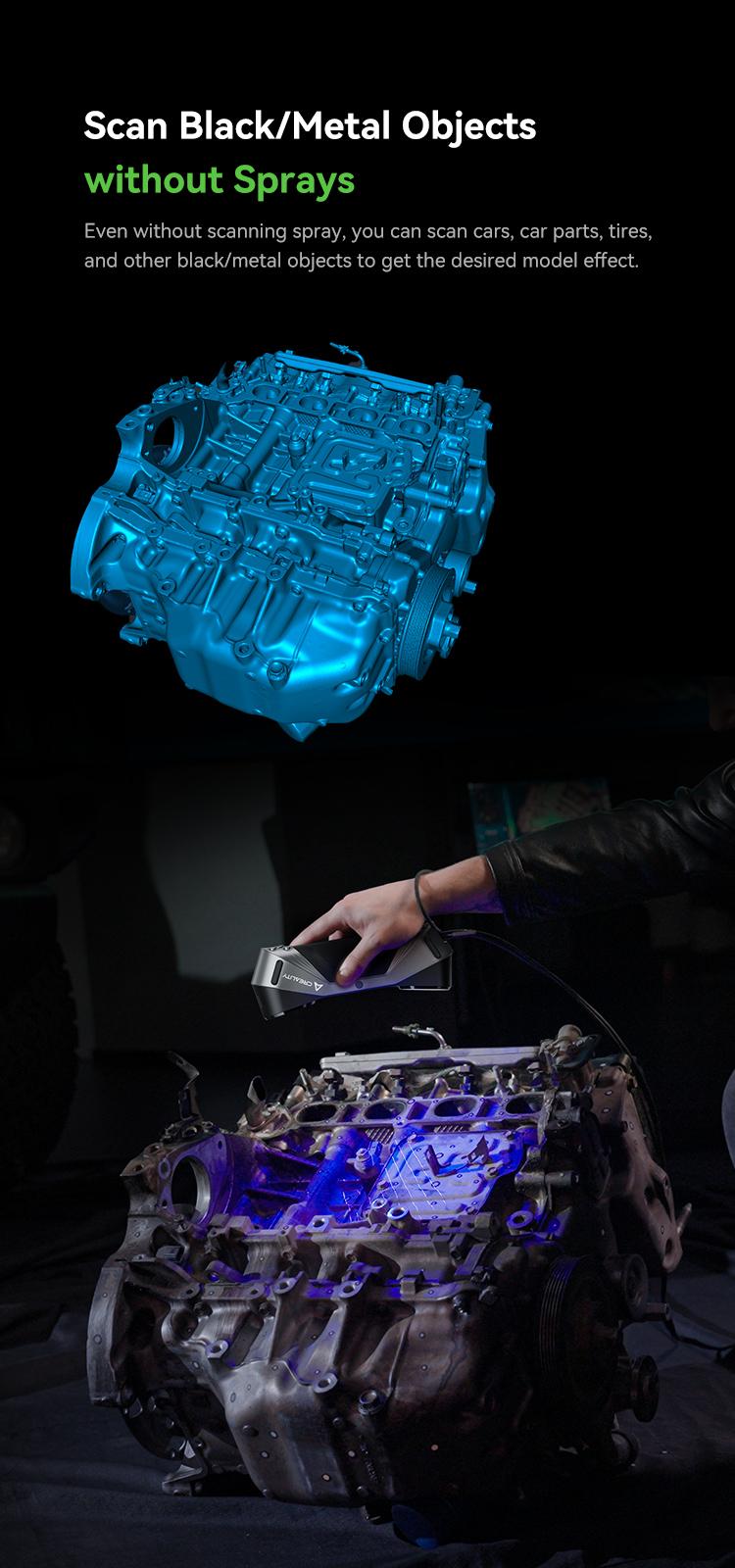 Creality CR-Scan Raptor 3D Scanner with Metrology Grade Accuracy and 7 Blue Laser Lines