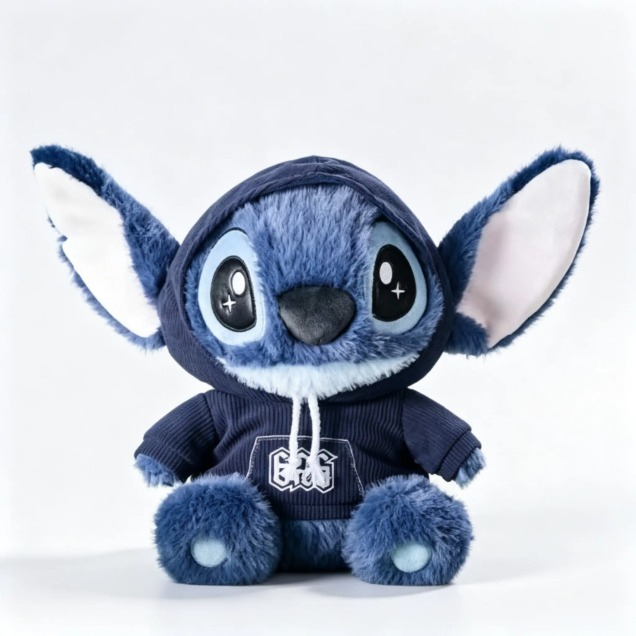 Disney Stitch Plush Hoodie Doll, 13.8in Soft Fleece Stuffed Toy with Cute Expression, Cozy Kids Room Decor for Cuddles, Clothes