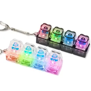 Adult keyboard Fidget Toys Pack LED Light Up Toys Cool Fidget clicker keyboard Keychain Multi-Functional Keyboard Switch Tester Fidget Keychain Anxiety Relief Items Fidget Clear Keycaps Tester gifts