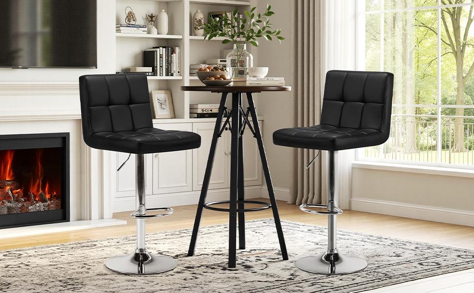 【Heavy Duty】Yaheetech 2-Piece Bar Stools Adjustable Counter Stools Bar Chairs Synthetic Leather Modern Design Swivel Barstools Gas Lift Stools for Kitchen Counter 360 Degree Swivel Seat Top 【Heavy Duty】Yaheetech 2-Piece Bar Stools Adjustable Counter Stools Bar Chairs Synthetic Leather Modern Design Swivel Barstools Gas Lift Stools for Kitchen Counter 360 Degree Swivel Seat Top