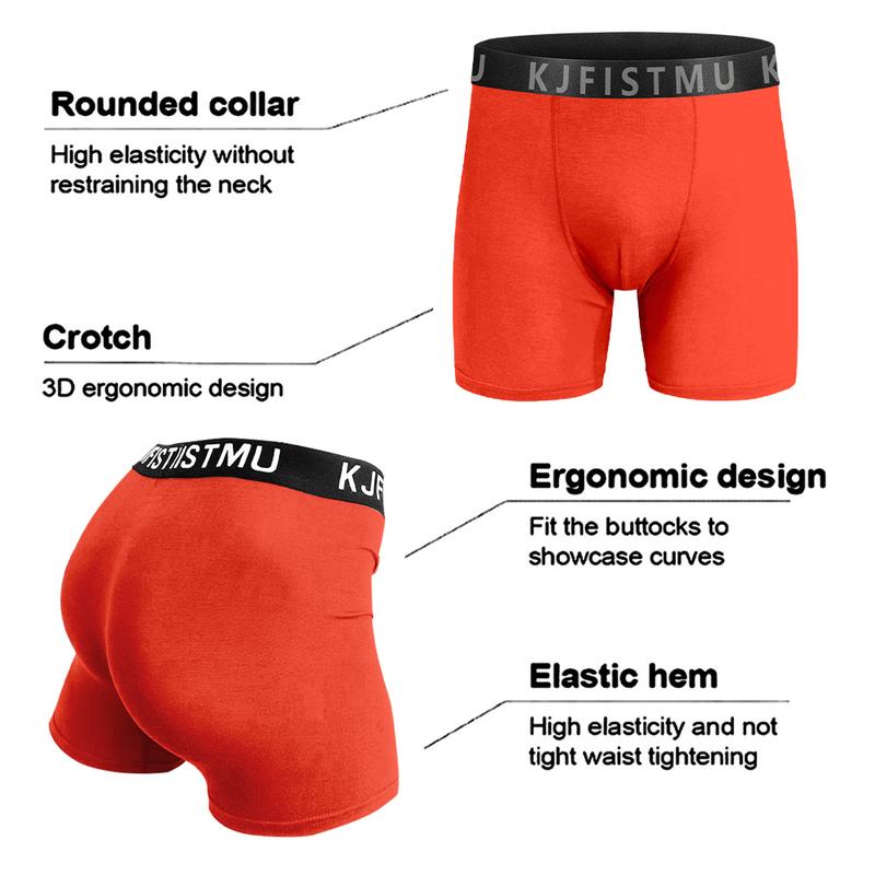 KJFISTMU12 Men's Boxer Briefs Set made of lightweight polyester fiber, featuring a solid color and simple design with fashionable prints, a distinctive colorful cartoon pattern waistband, elastic waistband, and vibrant pixel game design.