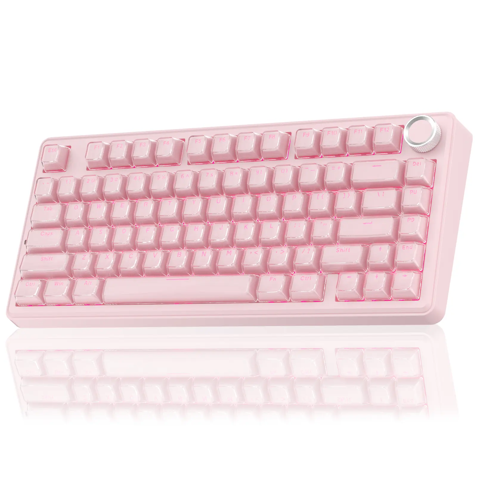 SOLAKAKA A75 Crystal Pink Wireless Keyboard, Cute RGB 75% Mechanical Keyboard, Tri-Mode Bluetooth/2.4G/USB-C, Creamy Caramel Latte Linear Switch, Hot Swappable Custom Aesthetic Keyboard for PC Mac Laptop summerwins,back to school,back to school shopping