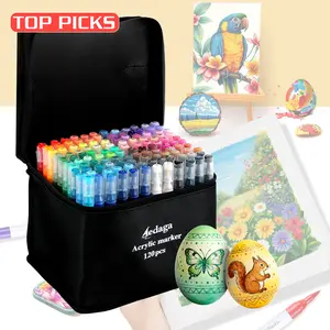 Aedaga Dual-Tip Acrylic Marker Pen Set, Waterproof Quick-Dry Ink for Wood Canvas Stone Glass & Rock Painting, DIY Crafts Ideal Christmas Gift  Colors 120