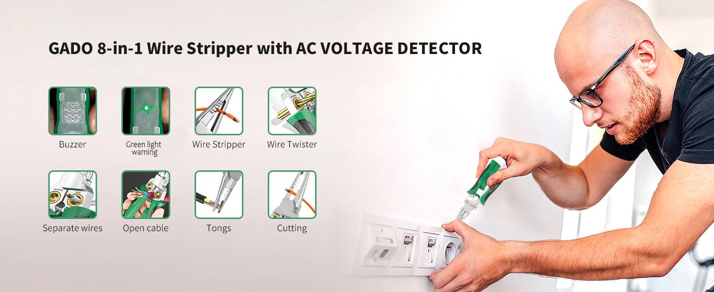 SEESE 8-in-1 Wire Stripper for Electrician: Needle Nose Plierswith Voltage Tester & Dual Alarms -Multi-Function Wire Stripping Tools,DIY Tools HandTools