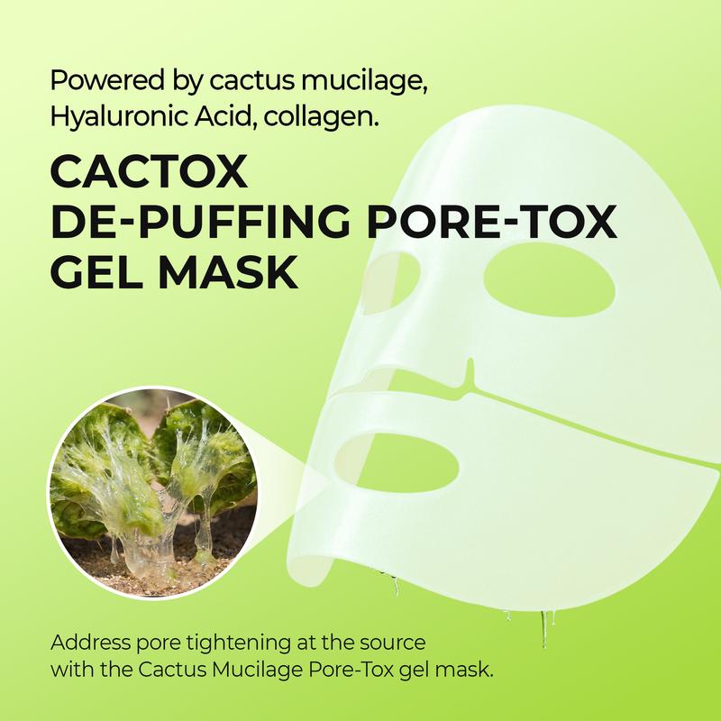 [Dr.Melaxin Official] CACTOX DE-PUFFING PORE TOX GEL MASK 4EA with Cactus Cooling Reduce Puffiness & Pore Tightening for Visible Pore Care Skin Repair