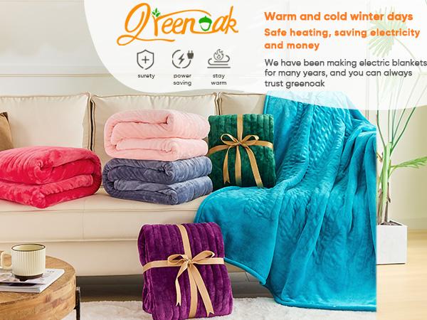 Greenoak Heated Blanket Electric Throw 50"X60", Heating Blanket with 10 Heat Levels 8 Hours Auto-Off,Fleece Soft Christmas Blanket,Gifts for Grandma Seniors Mom Greenoak Heated Blanket Electric Throw 50"X60", Heating Blanket with 10 Heat Levels 8 Hours Auto-Off,Fleece Soft Christmas Blanket,Gifts for Grandma Seniors Mom