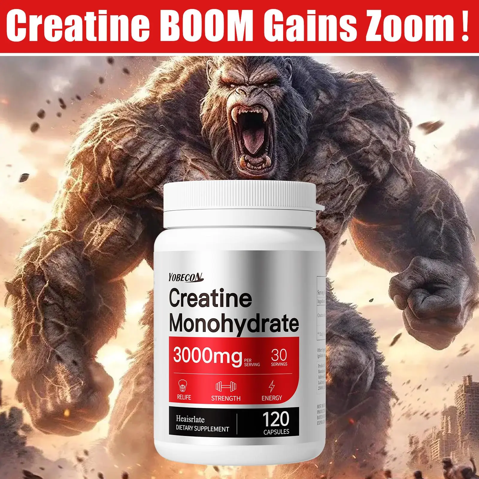 Heaisrlate Micronized Creatine Monhydrate for women & men Blend-Muscle Support,CHAOBIG,Premium,30 Servings, No Sugar, No Artificial Additives, Dietary Supplement,Vitamins And Supplements, Local Warehouse |   Family pack & Christmas gifts