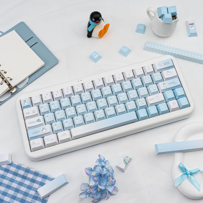 Ergonomic keycaps COOMICKEY Creamy Keycaps Set 145 Keys PBT Dye Sublimation Snowman Shape Blue Custom Keycap for 61/64/87/104/108 Cherry MX Switches ISO ANSI Layout Mechanical & Gaming Keyboard