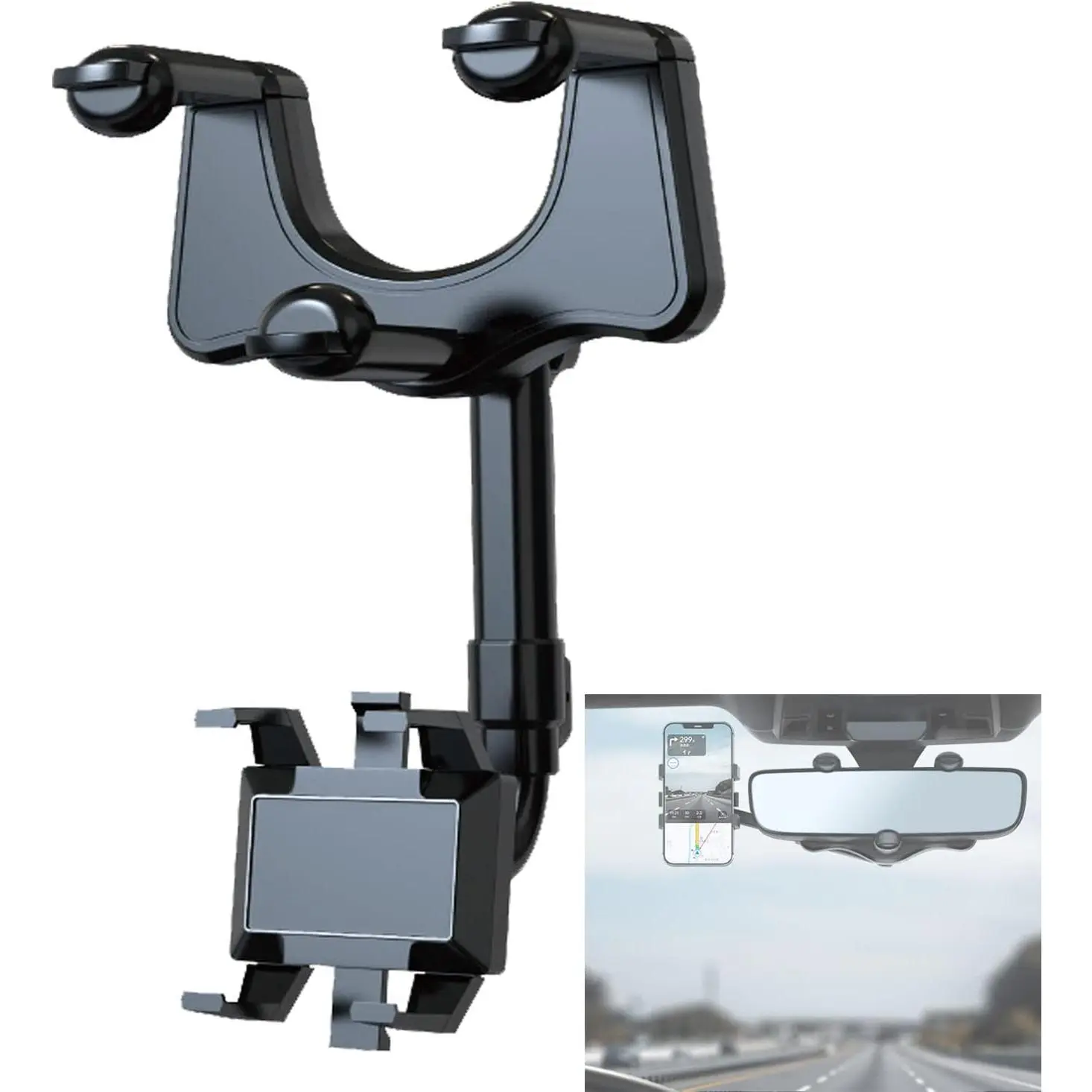 360°Rotatable and Retractable Car Phone Holder Car Rearview Mirror Bracket,Multifunctional Adjustable Universal Phone Holder,Universal Phone GPS Holder Phone Mount Holder for All Smartphones and Car