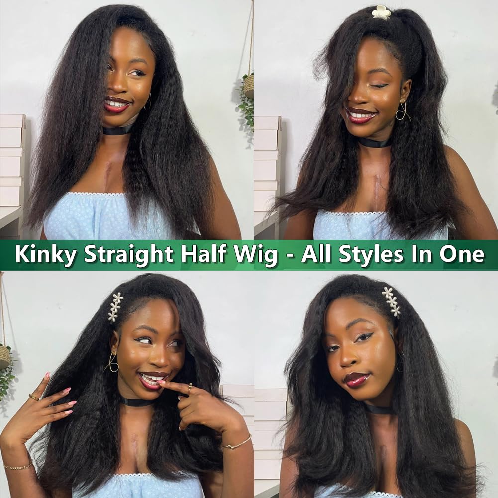 [20”Only $69] BANGJAZZ Kinky Curly Half Wig Human Hair Ready To Wear Glueless Short Curly Wigs Human Hair Upgraded Drawstring Cap 200% Density Wigs for Women Beginner Friendly #FallFreshness
