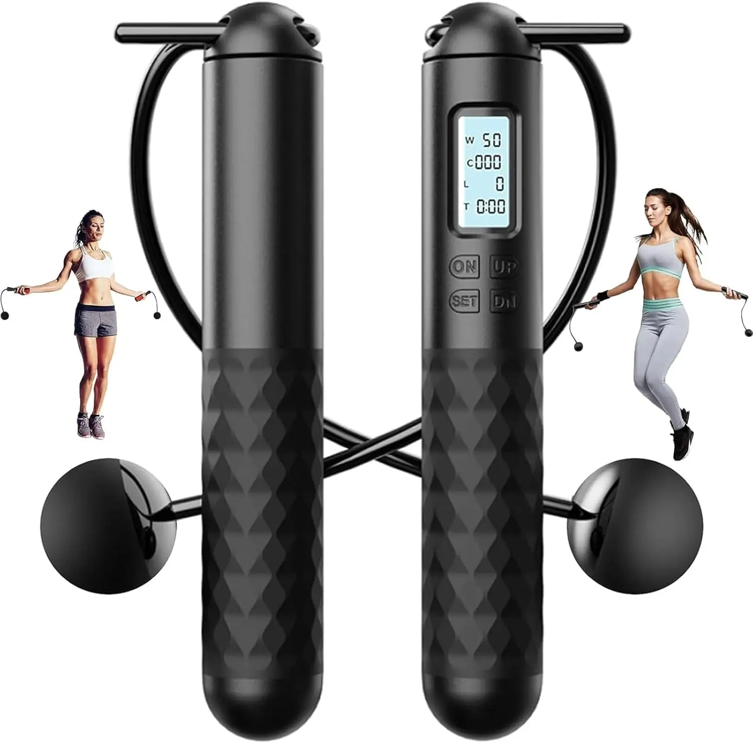 Smart Digital Jump Rope, Adjustable Workout Equipment with LCD Counter, Silicone Weighted Handles & Cordless Balls for Adults & Kids Home Gym Fitness, Fitness Skipping Rope, Boxing