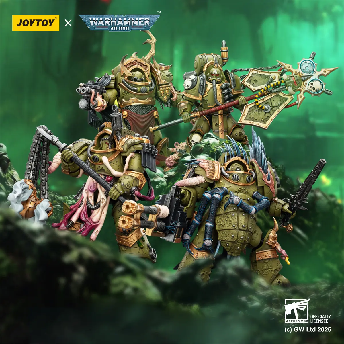JOYTOY Warhammer 40k 1/18 Action Figures Death Guard Plague Marine Icon Bearer Death Guard Blightlord Terminator