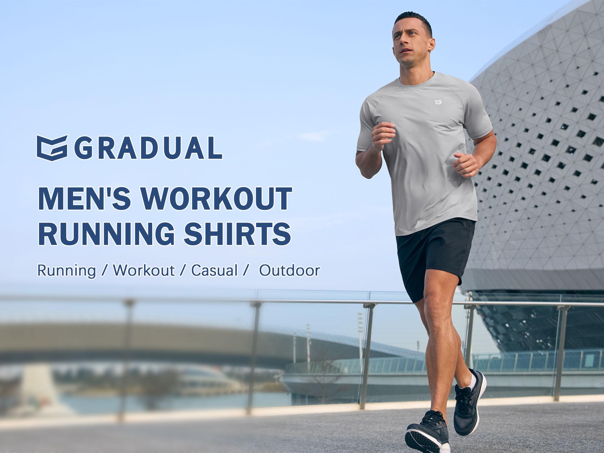 G Gradual Men's Workout Tops Athletic T-Shirts Moisture Wicking Cooling Running Shirts Short Sleeve Performance Tee for Gym Tennis Activewear