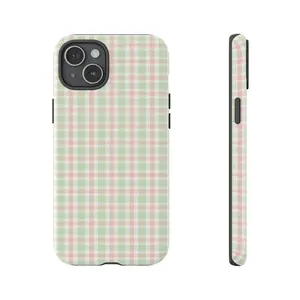 Pink And Light Green Gingham Phone Case |     Gingham |     Cover for iPhone 17 16 15 14 13 12 SE Max Pro - Samsung Galaxy S24 Compatible with Samsung Galaxy S25