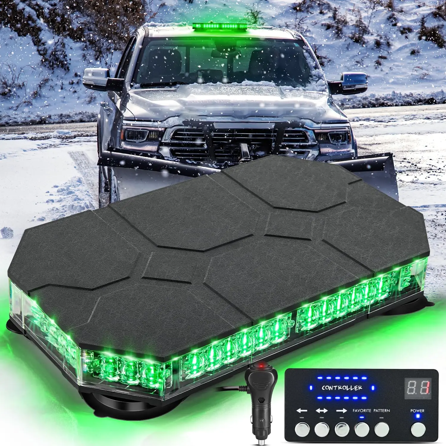 Nilight 42-LED Roof Top Strobe Light Kit - 12V/24V Flashing Safety Light Bar with Control Panel, Magnetic Mount, LED Display for Trucks, Construction Vehicles (Rainy, Foggy Conditions), Visibility Boost, Durability