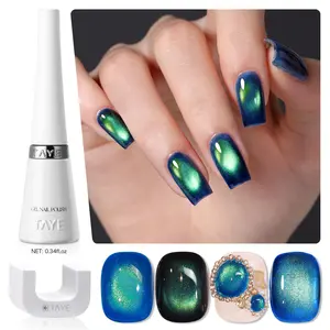 TAYE Cat Eye Nail Polish Gel Gemstone Series with One-Step Magnet for Holographic Shimmer Cat Eye Gel Nails Professional Salon Selection Nail Gift DIY Home Manicure Requires UV Lamp for Curing Long-Lasting 12 Color Options Nailcare Glitter Nailpolish