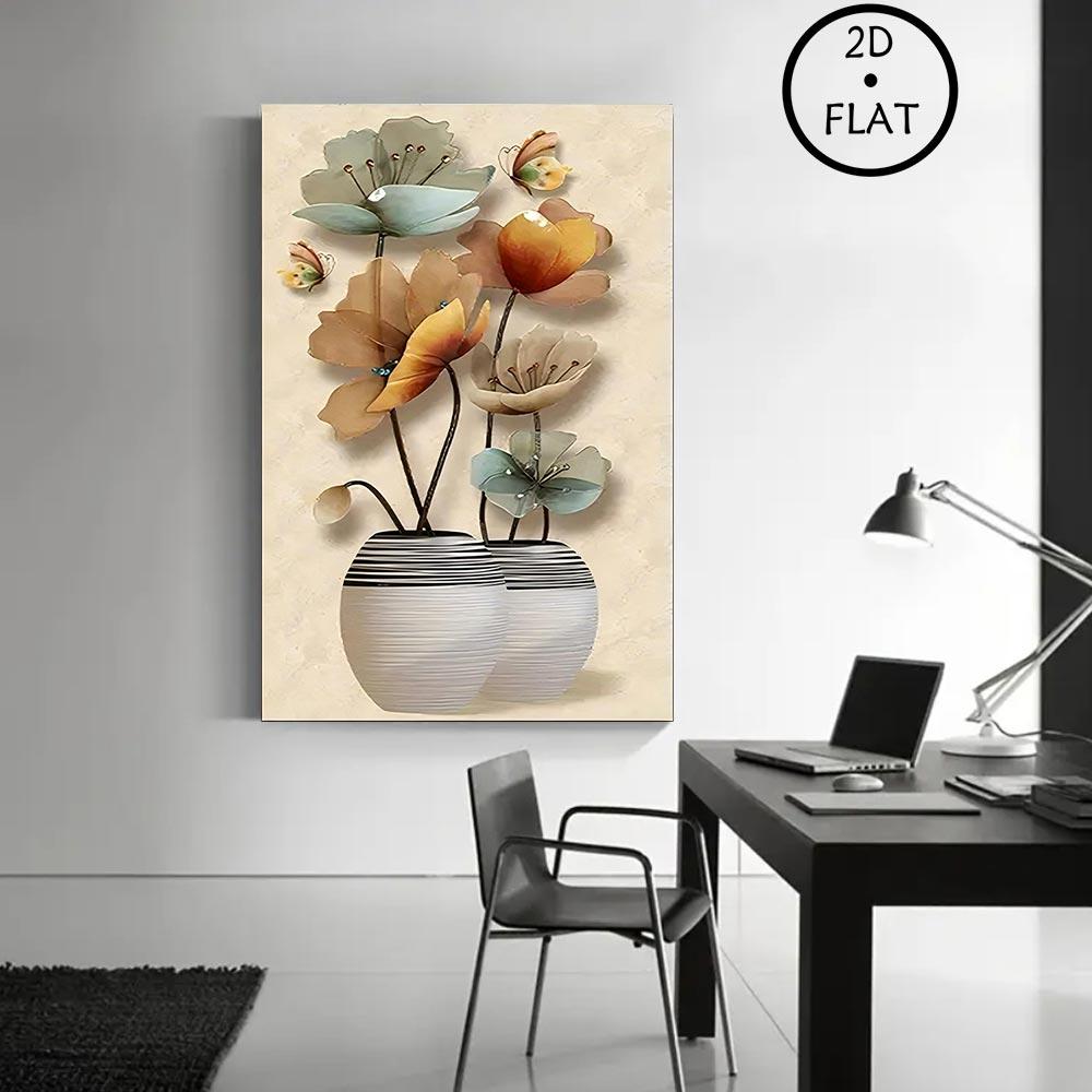 2D Flat 1pcs Framed Wood Canvas , Elegant Floral Wall Art, Home Decor, Wall Decor, Living Room, Bedroom, Office Decor, Room Decor, Mural Decor, Perfect for Room Decor