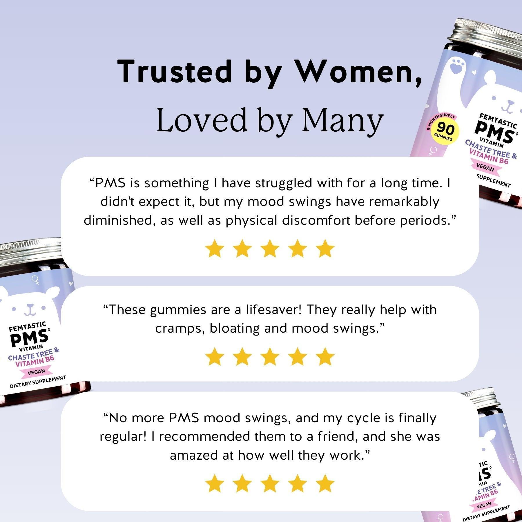 Bears with Benefits Femtastic PMS Support Supplement for Women - Natural Relief Gummies for Hormonal Balance, Bloating & More