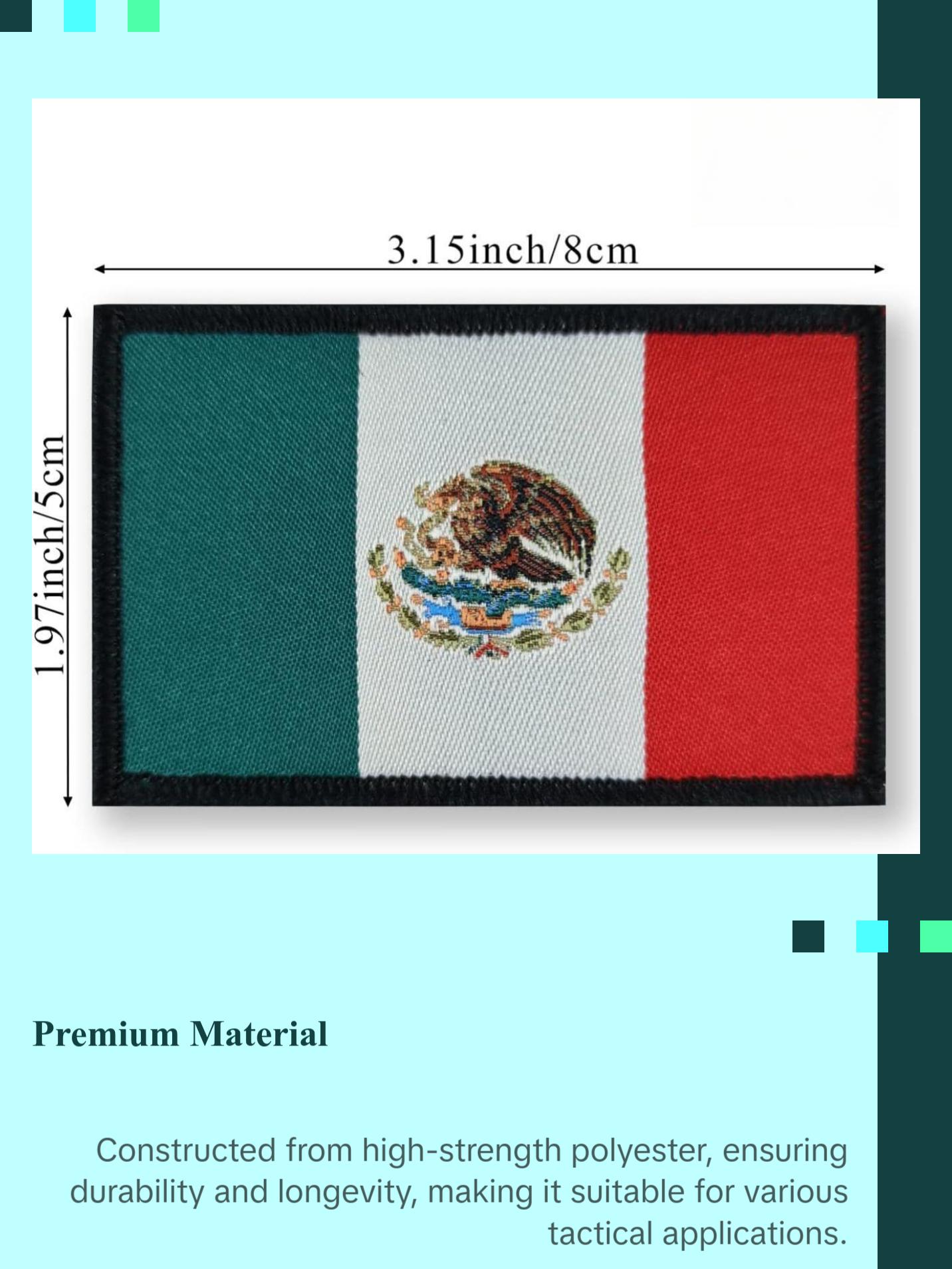 Mexico Flag Patch Mexican Tactical Patch- Hook and Loop Fastener, 2 Pack