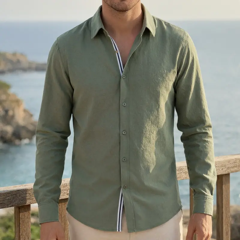 Mens Shirt Casual Button Down Long Sleeve Shirt Untucked Stretch - TikTok  Shop