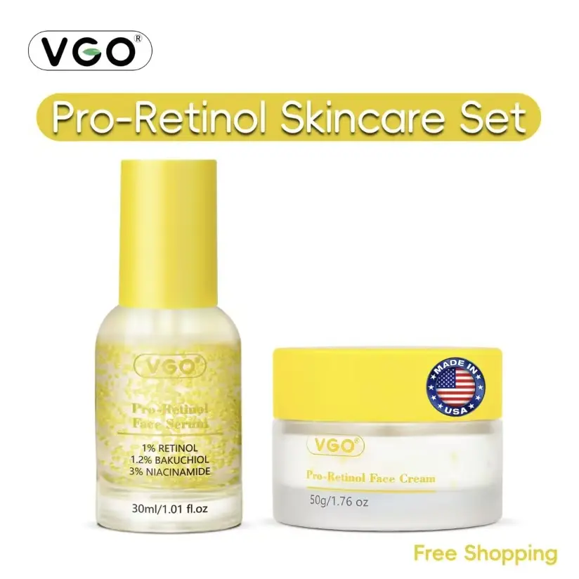 VGO Anti-Aging Serum with 1% Retinol 30 ml，VGO Retinol Serum for Face - 1% Retinol, 1.2% Bakuchiol & 3% Niacinamide - Gentle Yet Potent Formula for Sensitive Skin - Skincare Radiance Radiant