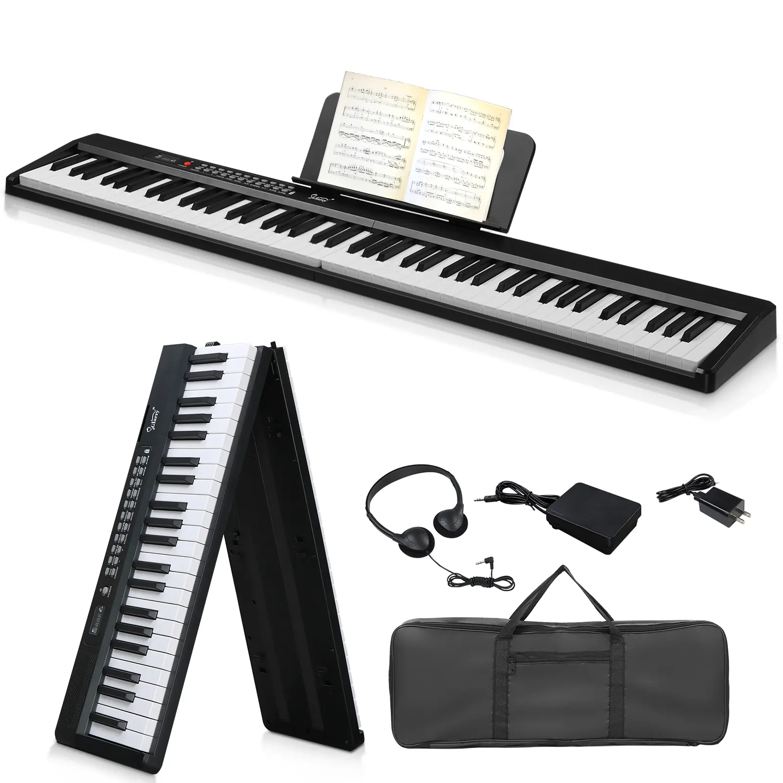 Portable 88-Key Digital Piano – Foldable, Bluetooth MIDI/Audio, Includes Carry Bag, Studio & Travel Use