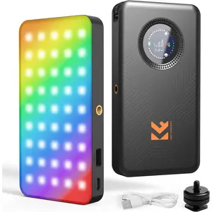 K&F CONCEPT RGB Video Light, Portable Camera Light for Photography, Cold Shoe Light, CRI95+, 2700-7500K, Full Color OLED Screen, 5000mAh Rechargeable LED DSLR Lighting for Content Creator
