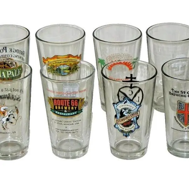 Handy Random Print Beer Pint Cup Set - 2-Piece Kitchenware Drinkware Tumblers, Includes Bottle Opener