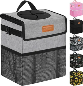 Car Trash Can Bin for Back Seat Leak Proof, Cute Car Trash Bag Hanging, Vehicle Trash Can for SUV Truck Van, Automotive Garbage Cans Front Seat Grey