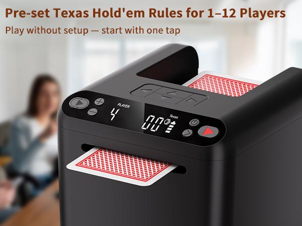Automatic Card Dealer Machine with 4 Optional Wireless Remotes, USB‑C Rechargeable, Handles 1–3 Decks, 180°/360° Rotation, Supports 12 Players – for Poker, UNO, Blackjack & More Casino Games
