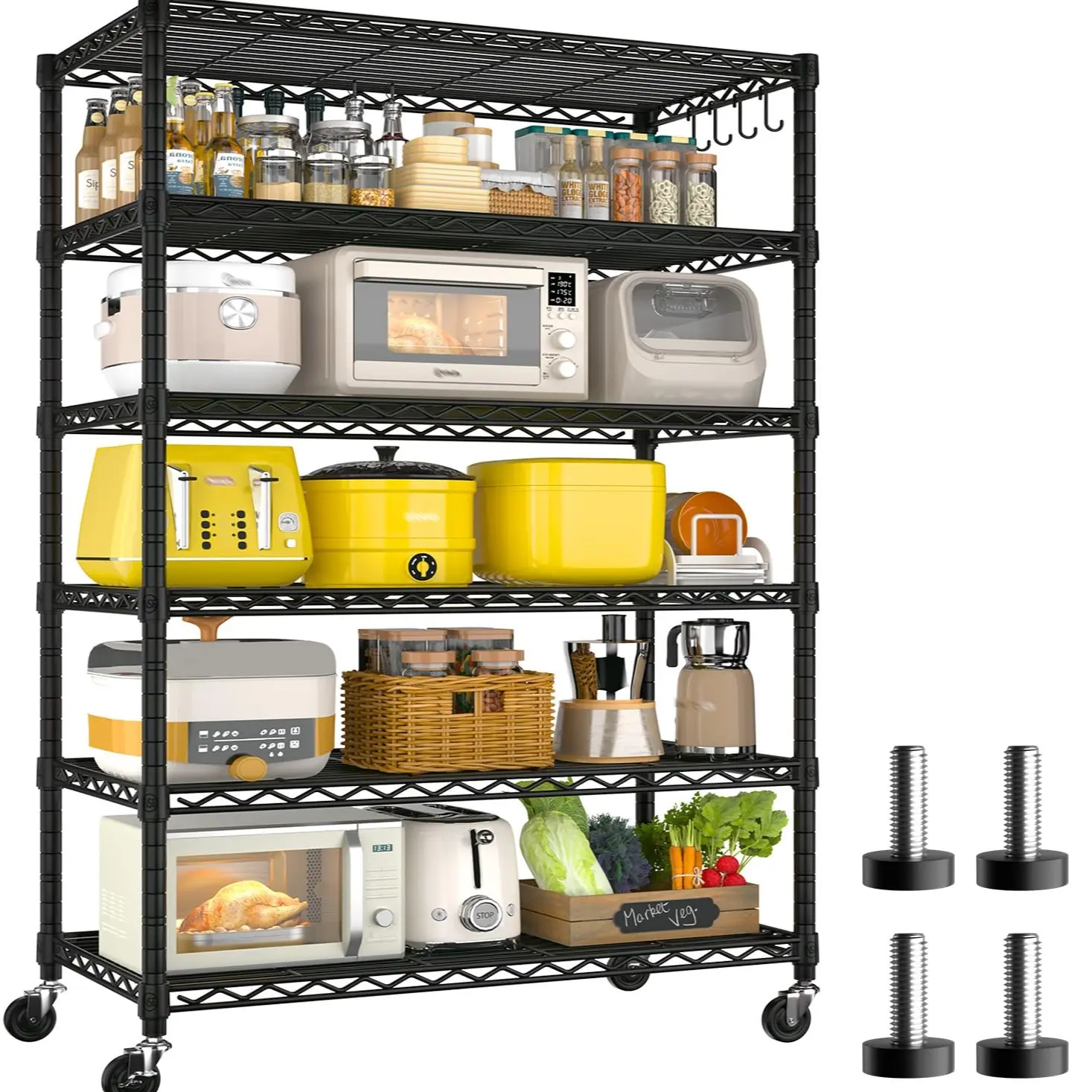 6-Tier 36" x 16" x 76" Black