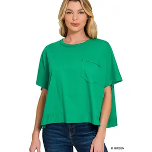 Zenana Exposed Seam Boxy Top