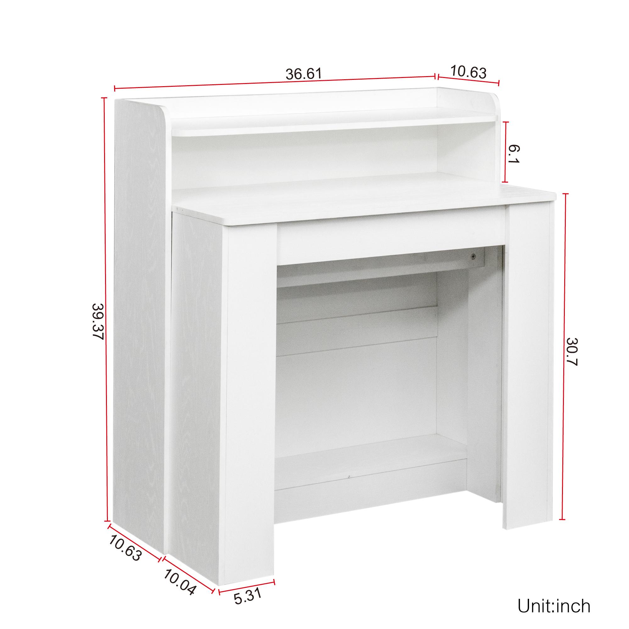 Transformer Dining Table, Extendable Dining Table with Storage Cabinet, Space Saving Expandable Table for Small Apartment Kitchen Dining Room, White Modern Design