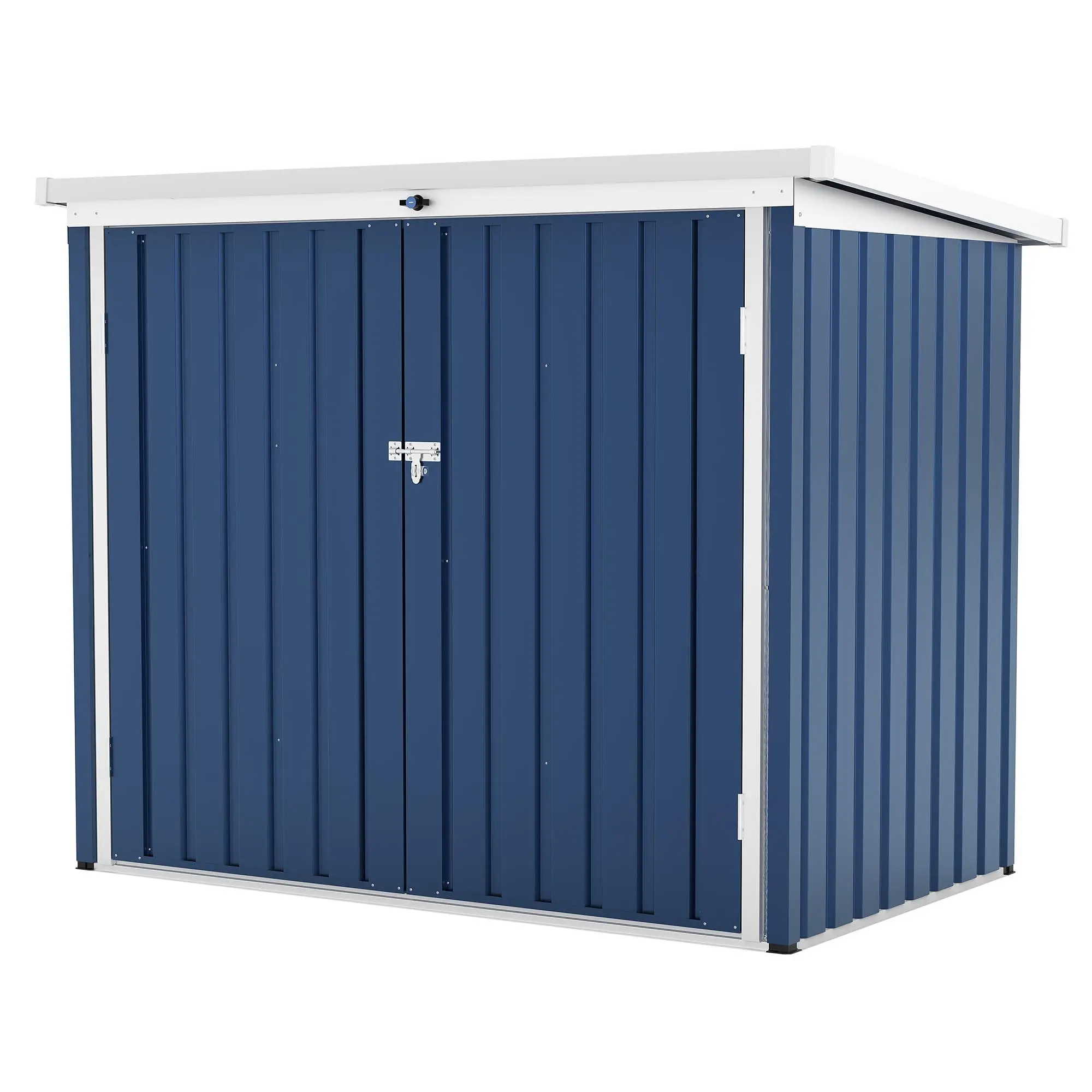 Outdoor Trash Can Storage Box with Lock Latch & Sloped Roof, Outdoor ...