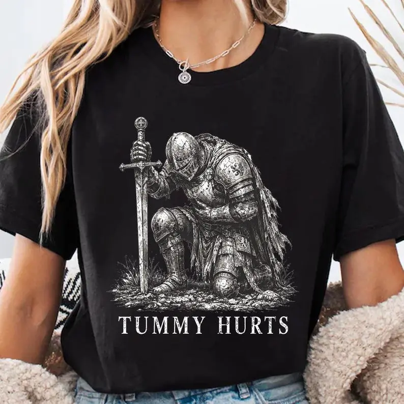 Tummy Hurts Knight Unisex T-Shirt Funny Graphic Vintage