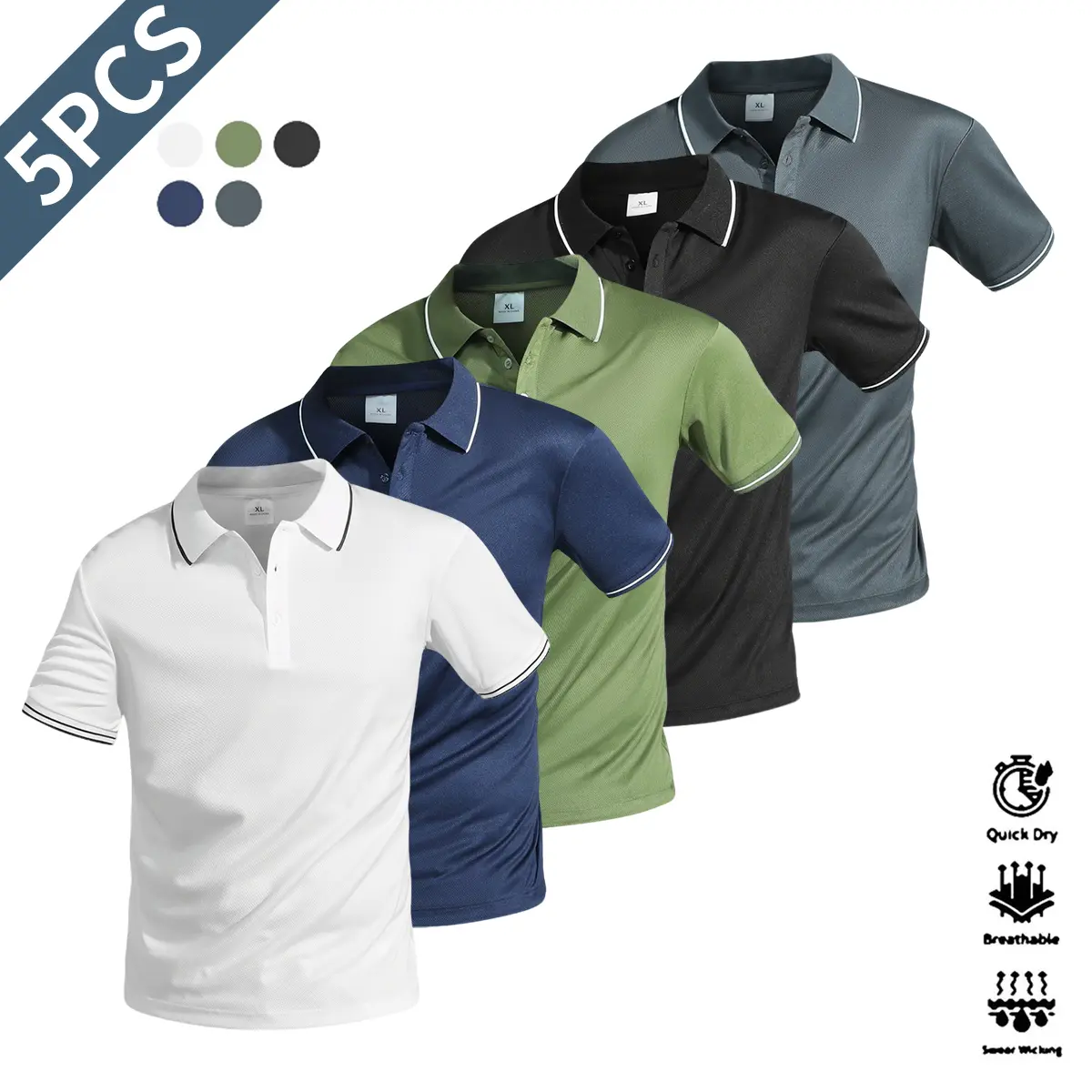 Men’s casual short-sleeve polo shirt, quick-dry golf and tennis shirt, comfortable riding apparel, stylish men’s sportswear, suitable for wearing during casual gatherings, holidays, and travel, Mensfashion, Polyester Fabric, Athletic Casual