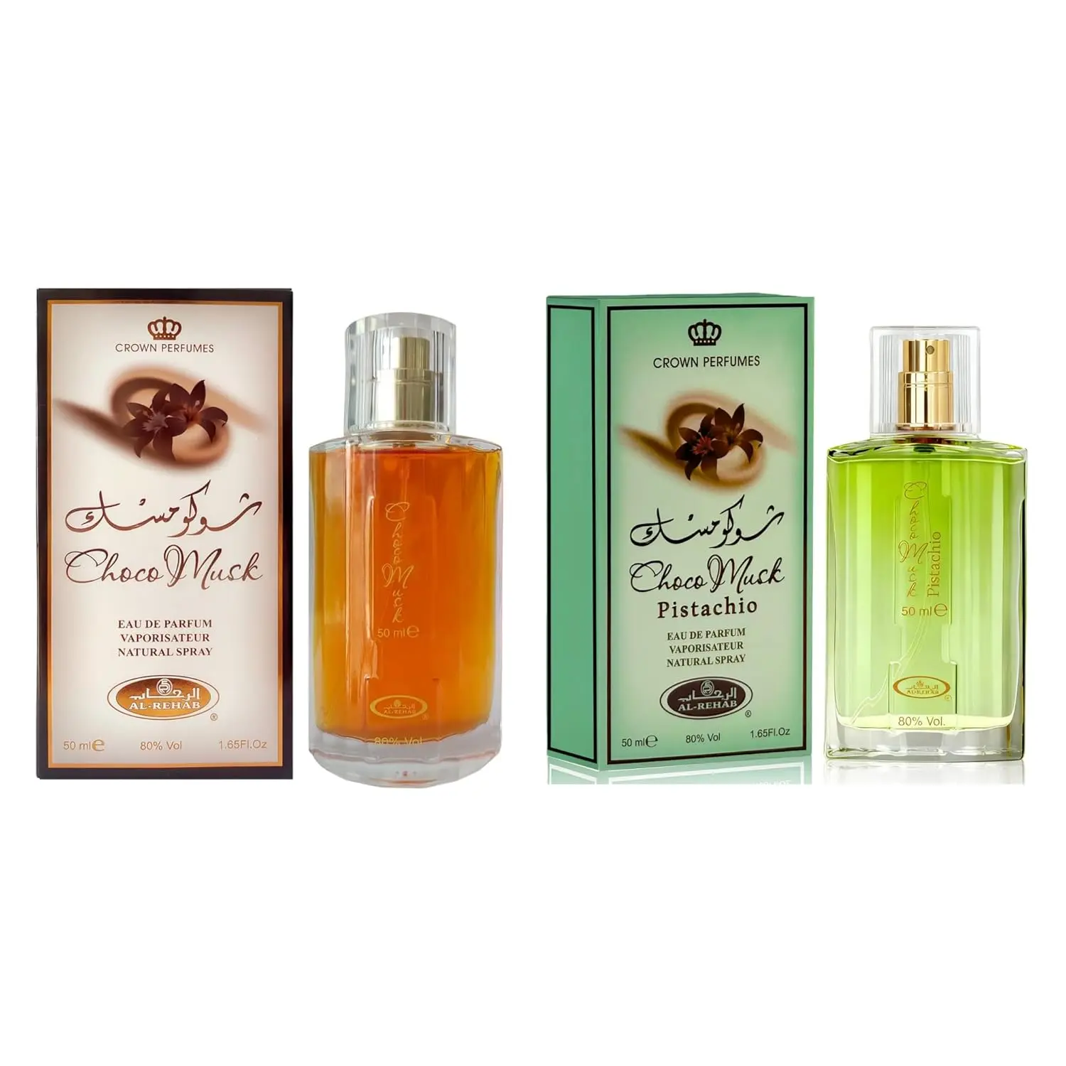 Choco Musk & Pistachio Unisex Cologne Multi-Pack Bundle Set (1.65 Fl Oz x 2), Long-Lasting Gourmand Nutty Eau de Parfum, Chocolate Flavor & Coco Musk Fragrance Gift for Daily Use