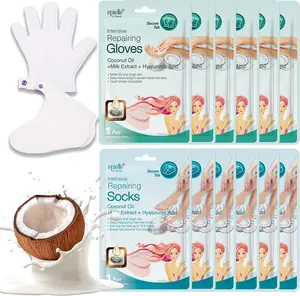 Epielle Intensive Repairing Hand & Foot Masks, Restore and Moisturize Dry, Cracked Skin, Self Care Gifts for Women, Spa Kit, Stocking Stuffers, 6 Moisturizing Gloves & 6 Moisturizing Socks