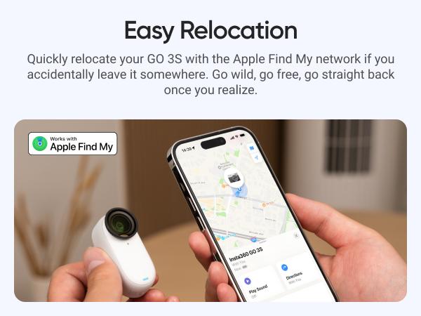 Insta360 GO 3S - 128 GB 4K Tiny Portable Vlogging Camera, Hands-Free POVs, Mount Anywhere, Stabilization, 140 Min Battery Life, 10m Waterproof, Apple Find My, Pet POV