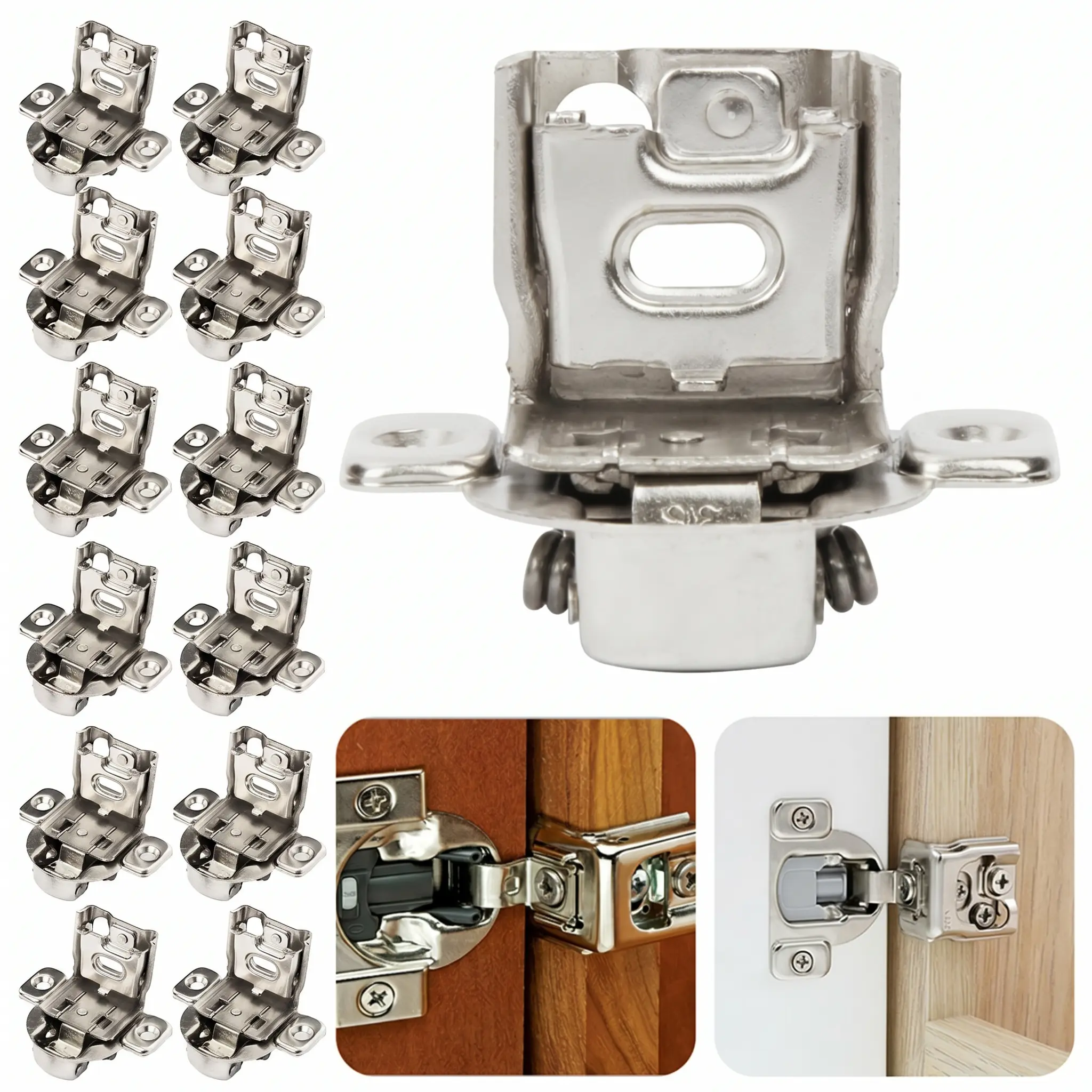 20-Pack 1-1/4" Overlay Soft Close Face Frame Cabinet Hinges, 105° Compact Stainless Steel Metal Body All-Metal Nickel Hinges, 3-Way Adjustable Automatic Closing Easy Install Hardware for Kitchen Wardrobes, Metal Body Hinges