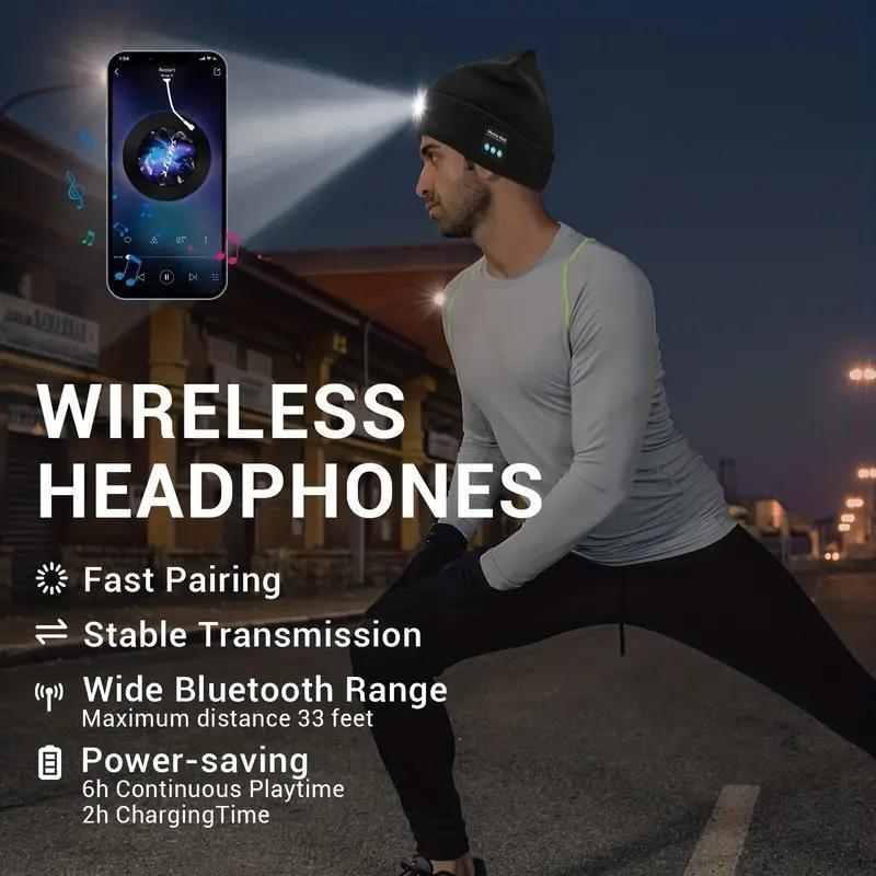 CENPIN Bluetooth Beanie with LED Headlight, Built-In Speaker & Microphone – USB Rechargeable Winter Knitted Hat for Music, Calls & Outdoor Activities – Headlamp Cap with Headphones – Perfect Unisex Gift, Christmas & New Year Gift CENPIN Bluetooth Beanie with LED Headlight, Built-In Speaker & Microphone – USB Rechargeable Winter Knitted Hat for Music, Calls & Outdoor Activities – Headlamp Cap with Headphones – Perfect Unisex Gift, Christmas & New Year Gift