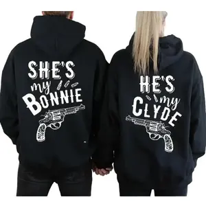 [Graphic Hoodie] Couple Matching Hoodies/T-Shirt - Vintage Outlaw Couple Graphic Hoodie Casual Fleece Pullover Hooded Sweatshirt for Couples