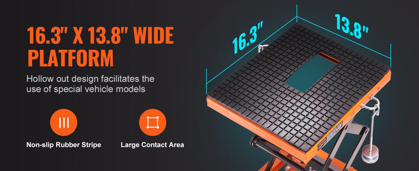 【Super Brand Day】VEVOR Hydraulic Motorcycle Lift Table, 350 LBS Capacity Motorcycle Scissor Jack Lift with Wide Deck, J-hooks, 4 Wheels, Hydraulic Foot-Operated Jack Stand for ATV Dirt Bikes，DEALS FOR YOU
